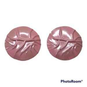 Vintage Statement  Earrings  Pink Circle Round Chunky 80s 90s Jewelry